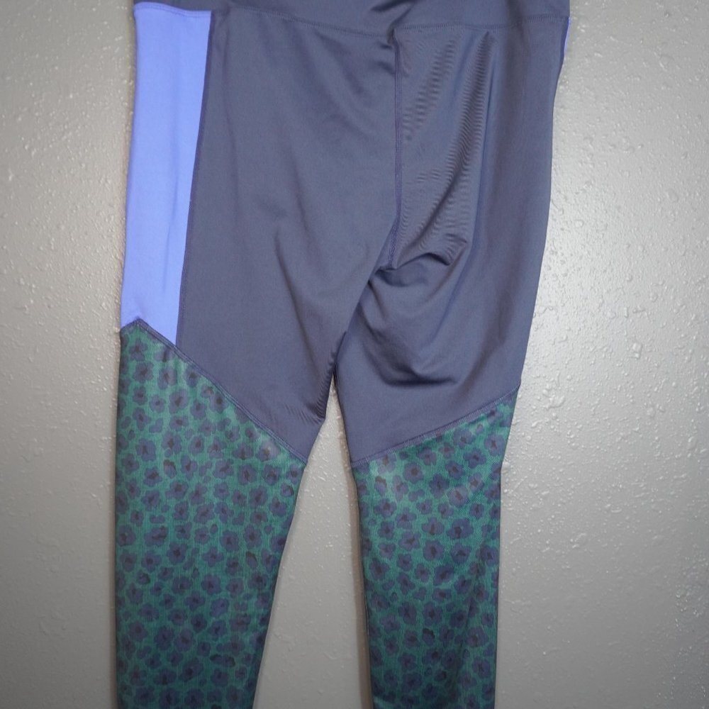 Joy Lab Womens Navy Blue And Green Leopard Mesh Yoga Workout Leggings Size XL - Picture 4 of 6
